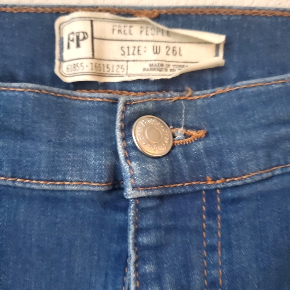 Free People High Rise Distressed Raw Hem Jeans - Picture 4 of 5